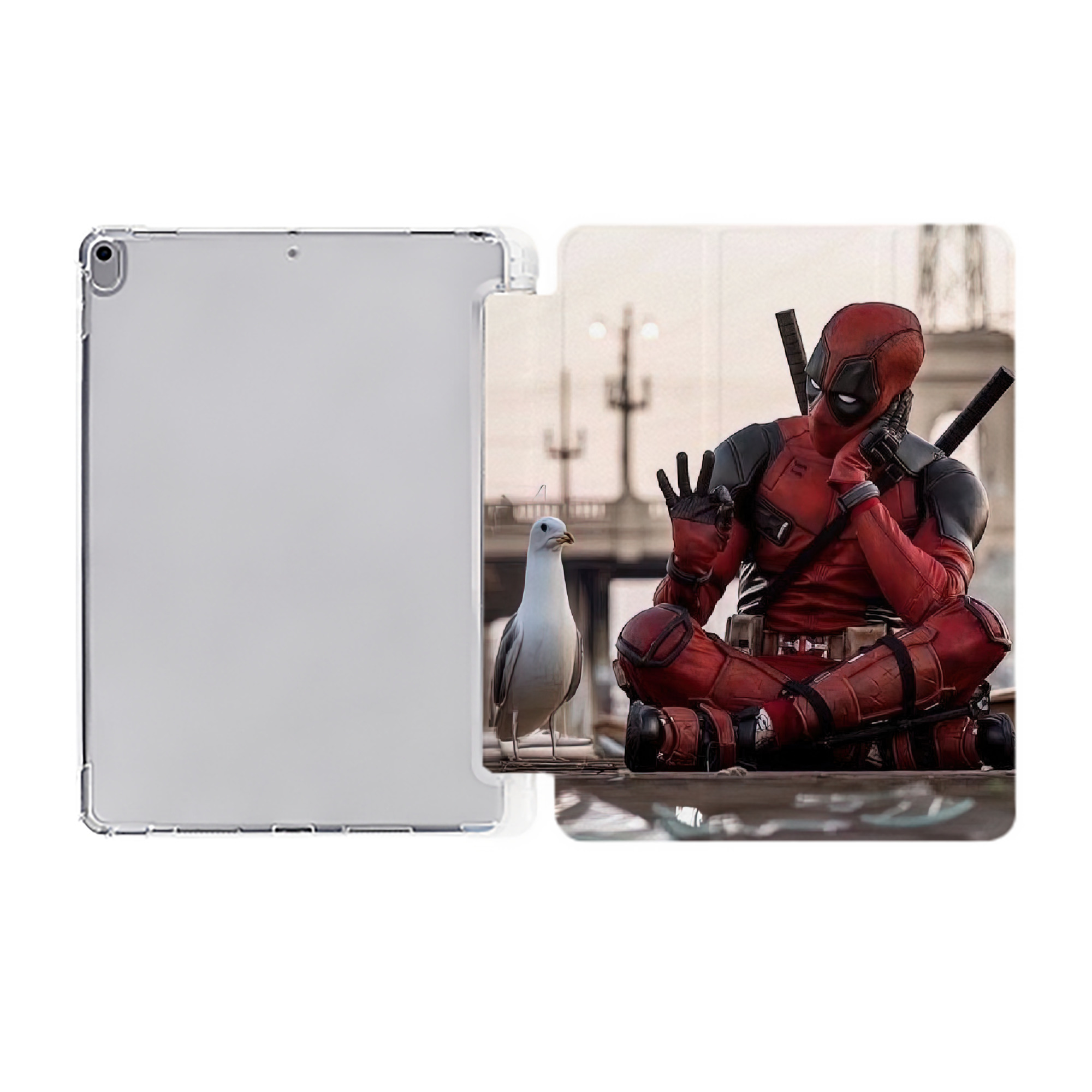 （画像用） Deadpool デッドプール IPad ケース ペン収納付き 三つ折りスタンド PUレザー×シリコン 対応機種9.5/10.5/10.9インチ